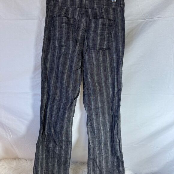 NYDJ Black Striped Linen Blend Trouser Pants Sz 0 - Picture 3 of 13